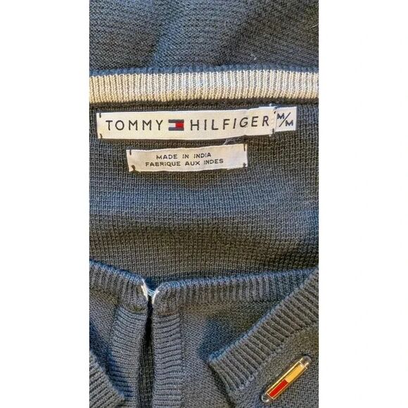 Tommy Hilfiger Women's Medium 3/4 Sleeve Hook & Eye Front Solid Black Sweater - Picture 5 of 7